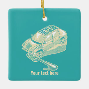 Ornement En Céramique Fourche dans l'accident de la route