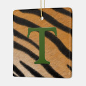 Ornement En Céramique Fourrure de tigre Monogramme personnalisé et enfan (Gauche)