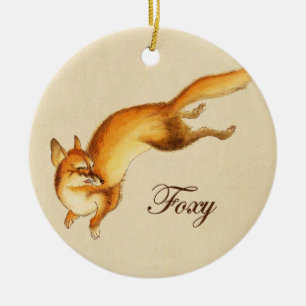 Ornement En Céramique "Foxy" - Croquis japonais vintage d'un renard