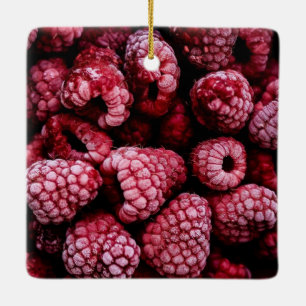 Ornement En Céramique Framboises Fraîches Rouges