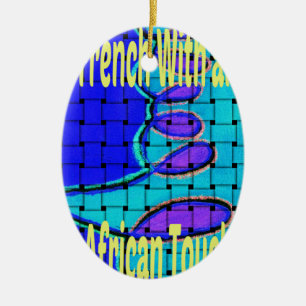 Ornement En Céramique Français Bleu Africain Tissé Abstrait violet forme