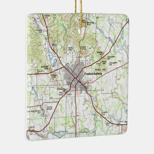 Ornement En Céramique Fredericksburg TX Topo Map (Droite)