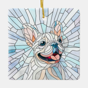 Ornement En Céramique French Bulldog - Français - mosaïque pastel