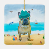 Ornement En Céramique French Bulldog sur la plage (Dos)