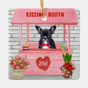 Ornement En Céramique French Bulldog Valentine's Day Kissing Booth