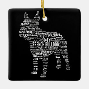 Ornement En Céramique Frenchie Gift   J'aime mon chien taureau français