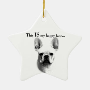 Ornement En Céramique Frenchie Happy Face