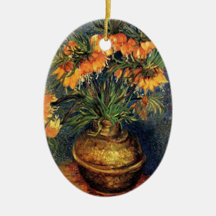 Ornement En Céramique Fritillaires dans un vase de cuivre par Vincent va