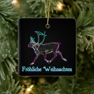 Ornement En Céramique Frohliche Weihnachten - Caribou électrique