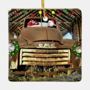 Ornement En Céramique Frosty's Vintage GMC Truck Christmas Run