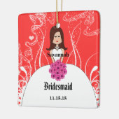 Ornement En Céramique Fuchsia Brunette Mariage Gown Bridesmaid Orament (Gauche)