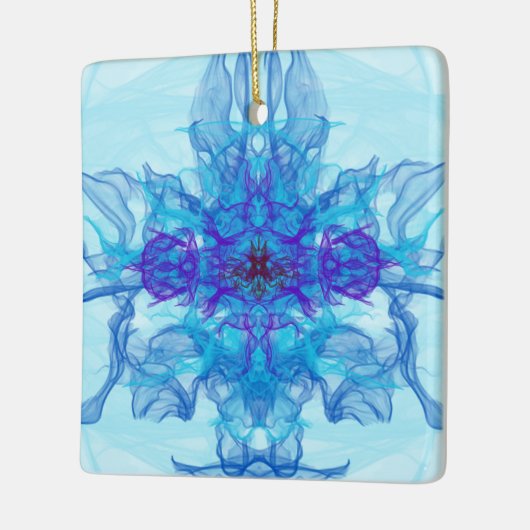 Ornement En Céramique FUMÉE BLEUE - Art Fractal - (Gauche)