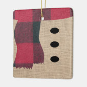 Ornement En Céramique Fun Farmhouse Burlap Snowman Plaid Scarf & Buttes (Gauche)