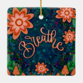 Ornement En Céramique Fun Floral Bleu Respirer l'Inspiribilité Encapante (Dos)
