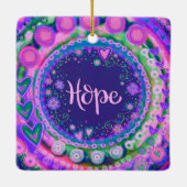 Ornement En Céramique Fun Floral Hope Plutôt Purple Inspirivity (Dos)