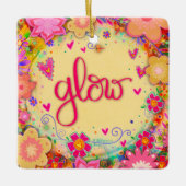 Ornement En Céramique Fun Floral Jaune Luminosité Encourageant Inspiribi (Devant)