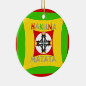 Ornement En Céramique Fun Rasta couleur rouge or vert (Droite)