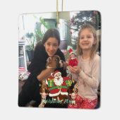 Ornement En Céramique FUN Red and Green Ajouter votre photo PÈRE NOËL (Gauche)