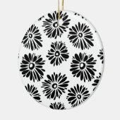 Ornement En Céramique Funky Black et blanc floral (Gauche)