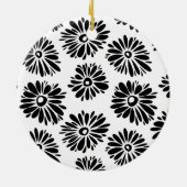 Ornement En Céramique Funky Black et blanc floral (Dos)
