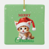 Ornement En Céramique Funny animaux Safari Chat Père Noël Costume de Noë (Dos)