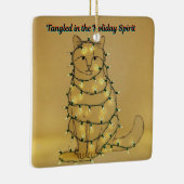 Ornement En Céramique Funny Cat Christmas Tangled in Lights (Droite)