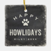 Ornement En Céramique Funny Happy Howlidays Dog Photo and Name Custom (Devant)