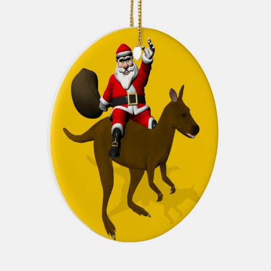 Ornement En Céramique Funny Père Noël À cheval Sur Kangaroo (Droite)