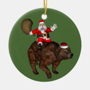 Ornement En Céramique Funny Père Noël À L'Ours Brown