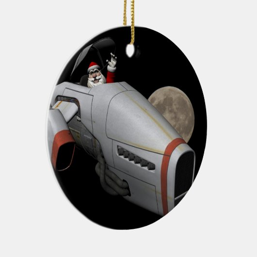 Ornement En Céramique Funny Père Noël Volant Un Appareil Spacecraft (Droite)