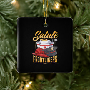 Ornement En Céramique Funny Police Pompier Frontliner Infirmière Cadeaux