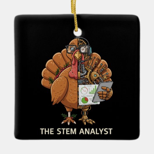 Ornement En Céramique Funny STEM Analyst Robot Turkey Thanksgiving Gift (Devant)