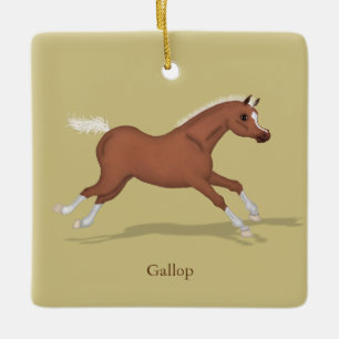 Ornement En Céramique Galloping Sorrel Gaits of the Horse Personnalisé