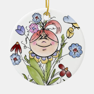 Ornement En Céramique Garden Fairy Folk Art