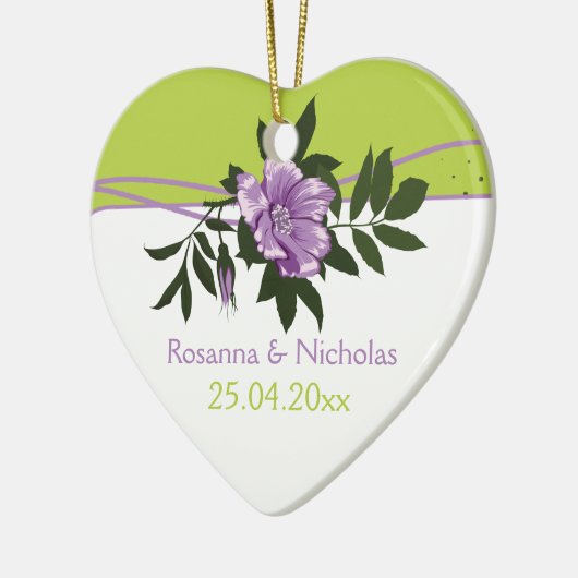 Ornement En Céramique Gardien vert mariage vert violet rose sauvage (Gauche)