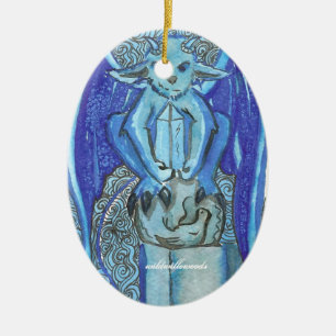 Ornement En Céramique gargouille bleue