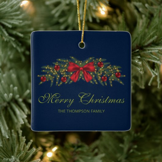 Ornement En Céramique Garland De Noël Avec Bow Rouge Et Baubles (Arbre)