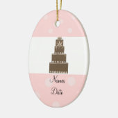 Ornement En Céramique Gâteau Mariage rose et chocolat doux (Gauche)