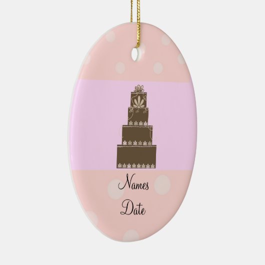 Ornement En Céramique Gâteau Mariage rose et chocolat doux (Droite)