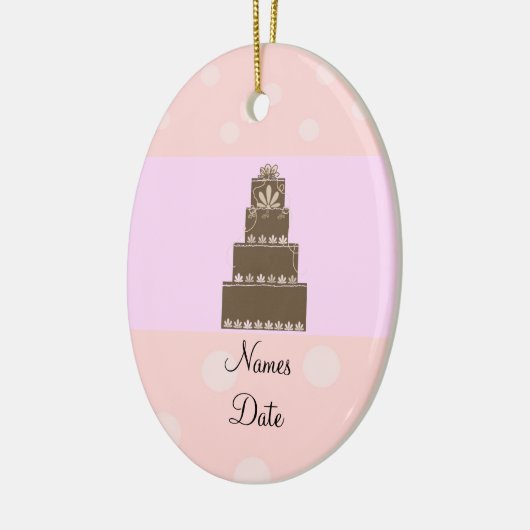 Ornement En Céramique Gâteau Mariage rose et chocolat doux (Gauche)