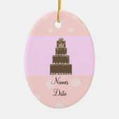 Ornement En Céramique Gâteau Mariage rose et chocolat doux (Devant)
