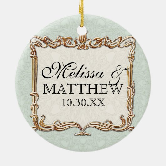 Ornement En Céramique Gatsby Art Déco Nouveau dentelle Faux Gold Tulip (Dos)