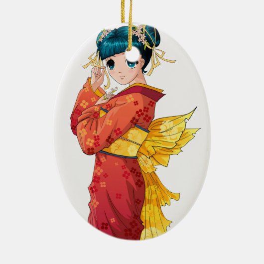 Ornement En Céramique Geisha d'Anime (Dos)