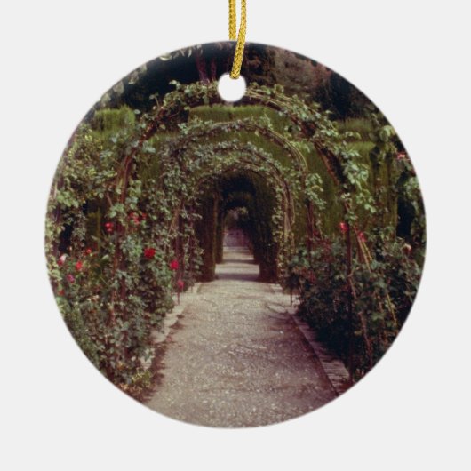 Ornement En Céramique Generalife blanc, flo d'Alhambra, Grenade, Espagne (Devant)