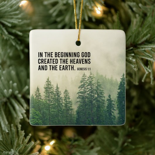 Ornement En Céramique Genèse 1:1 Dans Les Écritures Commençantes Christi (Arbre)
