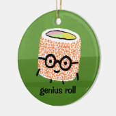 Ornement En Céramique Genius Roll | Rouleau de sushi avec lunettes Geek (Gauche)