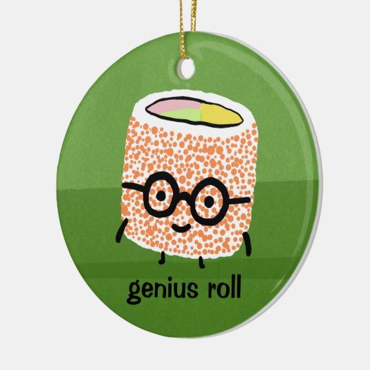 Ornement En Céramique Genius Roll | Rouleau de sushi avec lunettes Geek (Gauche)