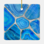 Ornement En Céramique Géode Bleu Agate Mosaïque Fleur art (Dos)