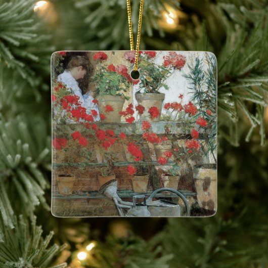 Ornement En Céramique Geraniums par Childe Hassam, Impressionnisme Vinta (Arbre)