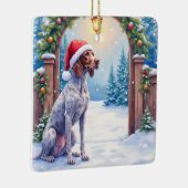 Ornement En Céramique German Shorthaired Pointer Snowy Gate Santa Hat (Droite)